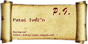 Patai Iván névjegykártya
